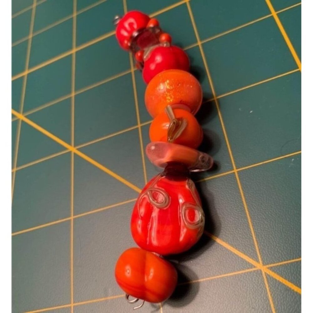 Handmade Orange Pumpkin Lampwork Glass Beads - New